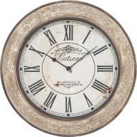 Deco 79 Wooden Distressed Wall Clock, 24" x 2" x 24", Cream New In Box $299