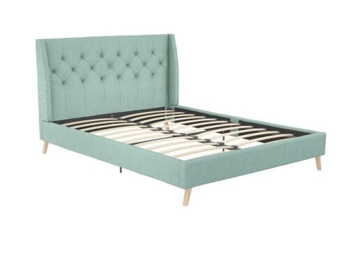Novogratz Her Majesty Tufted Upholstered Bed Frame, King, Green, (2 Boxes), New in Box $599