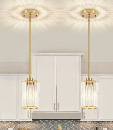 Mercer41 Bette 1-Light Modern Crystal Single Pendant Light With Adjustable Height (Set of 2) $399