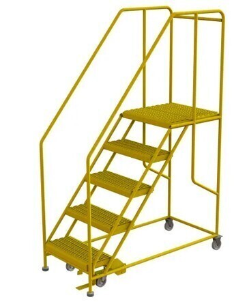 TRI-ARC 5 Step Mobile Work Platform 24"W x 24"L, 36" Handrails, Safety Yellow - WLWP152424SL-Y $899