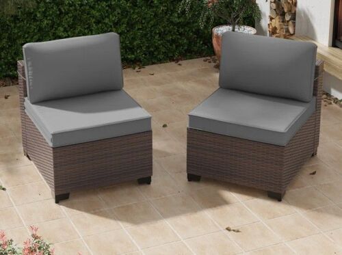 Latitude Run Kalinowski 2-Piece Modern Outdoor Sectional Sofa Set With Adjustable Feet Splash-Proof Cushions & Secure Seat Clips, Gray, New in Box $399