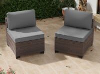 Latitude Run Kalinowski 2-Piece Modern Outdoor Sectional Sofa Set With Adjustable Feet Splash-Proof Cushions & Secure Seat Clips, Gray, New in Box $399