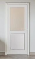 SMARTSTANDARD 80'' H x 30" Half Frosted Glass Slab Door Solid Manufactured Wood White Primed Standard Door Without Frame and Hardware Kit, New in Box $299