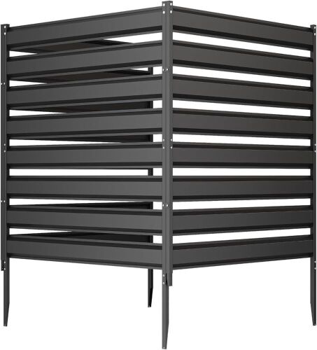 LCAOPC 42" H x 39" W (3 Panels) No-Dig Metal Fence Privacy Screen, Outdoor Air Conditioner Fence, Trash Can Hider, Pool Eequipment Enclosure, Small Decorative Fencing Panels for Backyard, Garden, Black New in Box $299