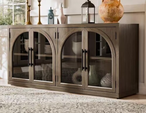 Furniture of America Garanie Oak Wood 70 in. Buffet Server with Adjustable Shelves New in Box $1599