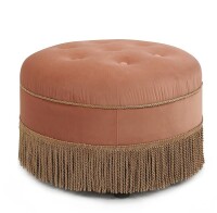 Jennifer Taylor Home Yolanda Midcentury Peach Orange Velvet Round Ottoman New in BOx $299