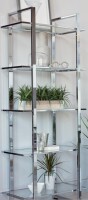Coaster 805538 polished chrome metal finish shelf unit with glass shelves New in Box $699