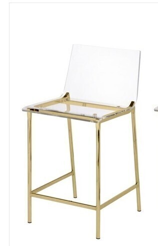 Fox Hill Trading Pure Decor 24" Antonio Lucite Counter Stools in Gold New in Box $599