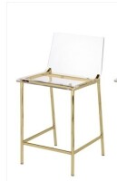 Fox Hill Trading Pure Decor 24" Antonio Lucite Counter Stools in Gold New in Box $599