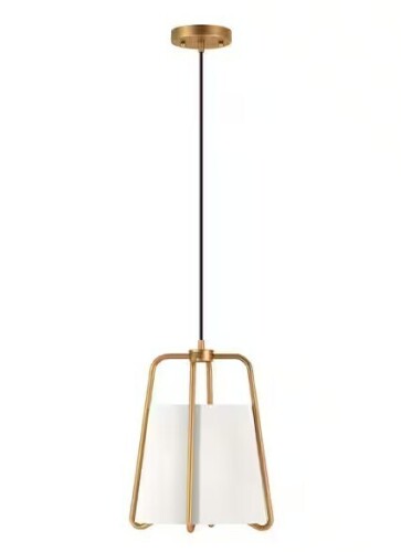 Meyer & Cross Marduk 1-Light Antique Brass Pendant with Fabric Shade New in Box $299