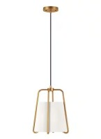 Meyer & Cross Marduk 1-Light Antique Brass Pendant with Fabric Shade New in Box $299