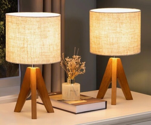 Wade Logan Brabazon Solid Wood Lamp (Set of 2) New In Box $199