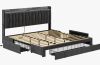 Ivy Bronx Deilyn Upholstered Bed with Charging Station and 3 Drawers, King, Gray, New in Box $499