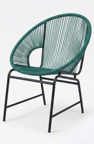 Wade Logan Wicker Outdoor Faux Rattan Acapulco Weave Lounge Chair, Teal, New in Box $499