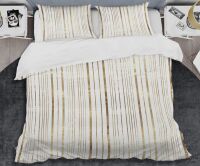 Design 3-Piece Art White Gold Glamorous Pinstripe - Glam King Duvet Cover Set $199