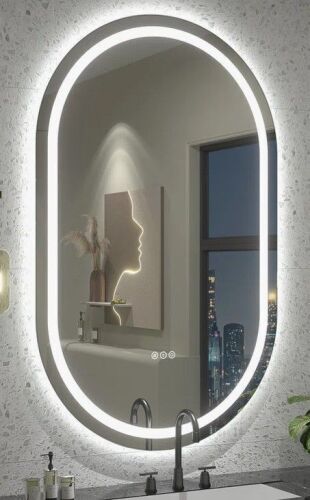 Wayfair Basics&reg; UL Certified LED Anti-Fog Tempered Glass Oval Bathroom/Vanity Mirror, 20" x 36" New In Box $499