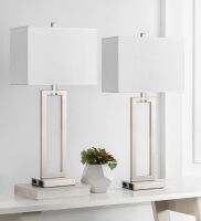 Everly Quinn 28.5" Metal Table Lamp Set With USB, Type-C Ports And Built-in Outlet (Set of 2) New In Box $299