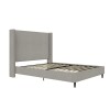 DHP Eveline Upholstered Platform Bed Frame with High Wingback Headboard, Queen, Textured Beige Canvas, New in Box $499