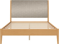 DHP Dacin Wood Bed Frame with Upholstered Headboard, Full, Beige, Linen, (2 Boxes), New in Box $499