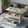 Rolanstar Lift Top Coffee Table with Drawers and Hidden Compartment, Gray, New in Box $399