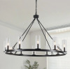 Mercer41 12 - Light Dimmable Wagon Wheel Chandelier With Clear Lampshade New In Box $799