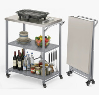 Vitarpatio Folding Outdoor Grill Table With 2 Movable Locking Wheels New In Box $199