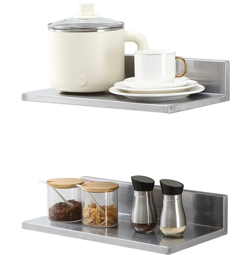 VEVOR 8.6" x 16" -2 Pack Stainless Steel Shelf, Wall Mounted Floating Shelving with Backsplash, 44 lbs Load Capacity Commercial Shelves, Heavy Duty Storage Rack for Restaurant, Kitchen, Bar, Home, and Hotel New In Box $89