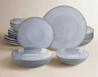 Vancasso 16-Piece Gray Stoneware Dinnerware Set Service for 4 Reactive Glaze Tableware Bowls and Plates Dining Set New In Box $199