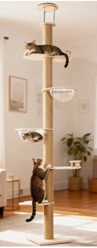 Tucker Murphy Pet&trade; Floor-to-ceiling Cat Tree, Adjustable (106-112 Inches), Sturdy 5-tier Tower with Scratching Posts, Hammock, Platforms, Saves Space, Enriches Indoor Play for Cats $199