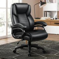 Red Barrel Studio Carter Big and Tall Office Chair 500lbs, Adjustable Lumbar Support Executive Office Chair, Black $399