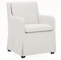 COLAMY Upholstered Modern Kitchen Dining Chair with Arms, Accent Side Chair with Wheels, Beige $299