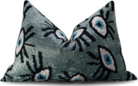 CANVELLO-Exquisite Down Pillow/Throw Cushion: Feather Pillow Elegance & Art | Iconic Throw Pillow with Ikat Design | Soft Velvet Silk (16"x24") New In Box $99