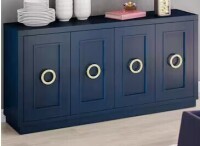 Twin Star Home Insignia Blue MDF 64.25 in. Buffet Sideboard with Glam Gold Hardware $799