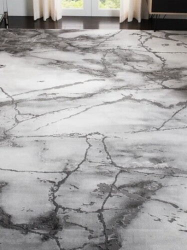 Wade Logan Swindle Abstract Grey/Silver Area Rug 8" x 10" New $999