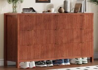 Garvee Fluted 9-Drawer Dresser Chest - Mid Century Modern Wood Storage Cabinet - Spacious Bedroom Organizer - Farmhouse Long Horizontal Drawers, Walnut Finish $599