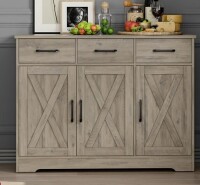 Laurel Foundry Modern Farmhouse Tahara 42.5" Wide 3 Drawer Sideboard in Wash Gray $599