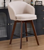 Brayden Studio Allis Mid-Century Modern Chenille Fabric Counter Stool, Upholstered Swivel Barstool With Wood Legs, Counter Height Stool with Wingback, Footrest $399