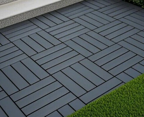 Garwarm 44 Pack Interlocking Plastic Deck Tiles, 12"X12" Waterproof Outdoor Flooring, Weather-Resistant Terrace & Pool Decking Tiles For Patio & Backyard in Dark Gray New in Box $299