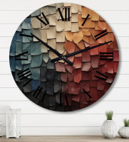 East Urban Home Forest Red Wood Collage III - Modern Oversized Wood Wall Clock New Shelf Pull $199