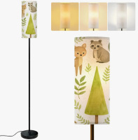 East Urban Home 68.5" Standing Floor Lamp Watercolor forest animal clipart Cute woodland characters Bear raccoon Dimmable Metal Pole Lamp with Linen Lampshade LED Bulb Included New In Box $199
