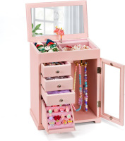 Miratino Jewelry Box for Girls, Kids Jewelry Box with Spinning Dancer, 5 Layer Large Wooden Musical Jewelry Organizer Box Gifts for Little Girls Christmas New Year Birthday Children's Day (Pink) New In Box $99