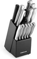 Farberware 15pc Stainless Steel Knife Block Set: Kitchen Knife Set with Block, Serrated Blades, Hand Wash, Silver New In Box $89