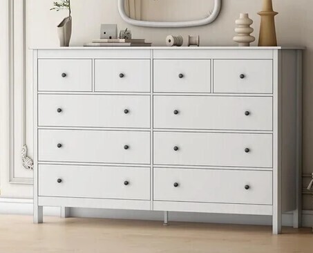 Akaber 10 Drawer Dresser, 55" Modern White Dressers, Chest of Drawers, Wooden Wide Dresser for Bedroom, Living Room, White New in Box $499