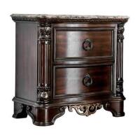 Furniture of America Jordan Wood and Marble Top Nightstand in Brown Cherry New in Box $799