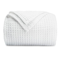 Comfy Cubs 100% Cotton Waffle Weave Throw Blanket Breathable Skin-Friendly Soft Lightweight Blanket - Perfect Warm Textured Blanket Layer - Size for Couch Bed & Sofa (White, 50" X 60") New In Box $79