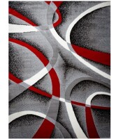 Msrugs 3' 11" x 5' Frize Collection Modern Gray Red White Area Rug, Contemporary Geometric Carpet for Living Room and Bedroom $199