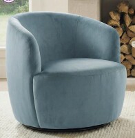 Wade Logan 27" Wide Upholstered Velvet Small Swivel Barrel Accent Chair In Sky Blue New in Box $599