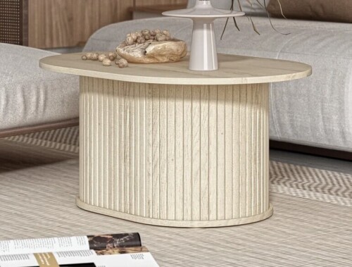 Latitude Run&reg; Aurel Modern 31" Fluted Oblong Living Room Coffee Table New In Box $299