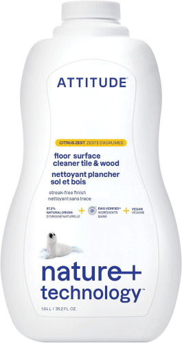 ATTITUDE Floor Cleaner, EWG Verified, Streak-Free, Vegan & Plant-Based for Tile, Wood & Laminate Floors, Citrus Zest Scent, 35.2 Fl Oz New