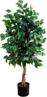 Nearly Natural 4ft Triple Trunk Ficus Silk Tree with Natural Wood Trunks and Dense Foliage, Mid-Size Faux Floor Plant for Home and Office New In Box $199